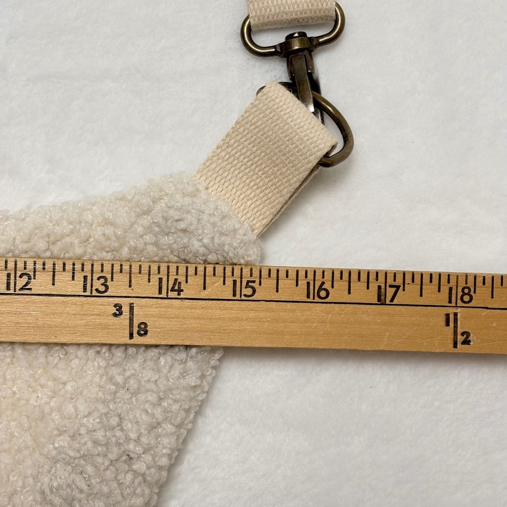 Minimalist Teddy Fleece Fanny Pack Slouchy Crescent Crossbody Bag Neutral‎ - Picture 6 of 9